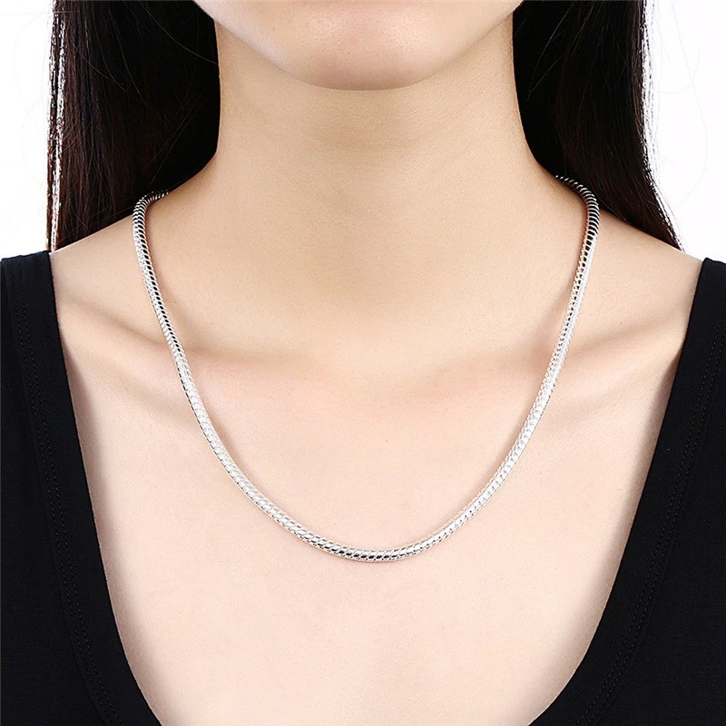 Hot 925 Sterling Silver 3mm Snake Chain Necklace Women Man Party Jewelry