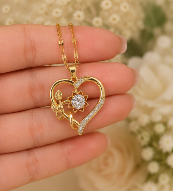 1.5ct Round Cut Simulated Diamond Stunning Heart Pendant 14k Yellow Gold Plated