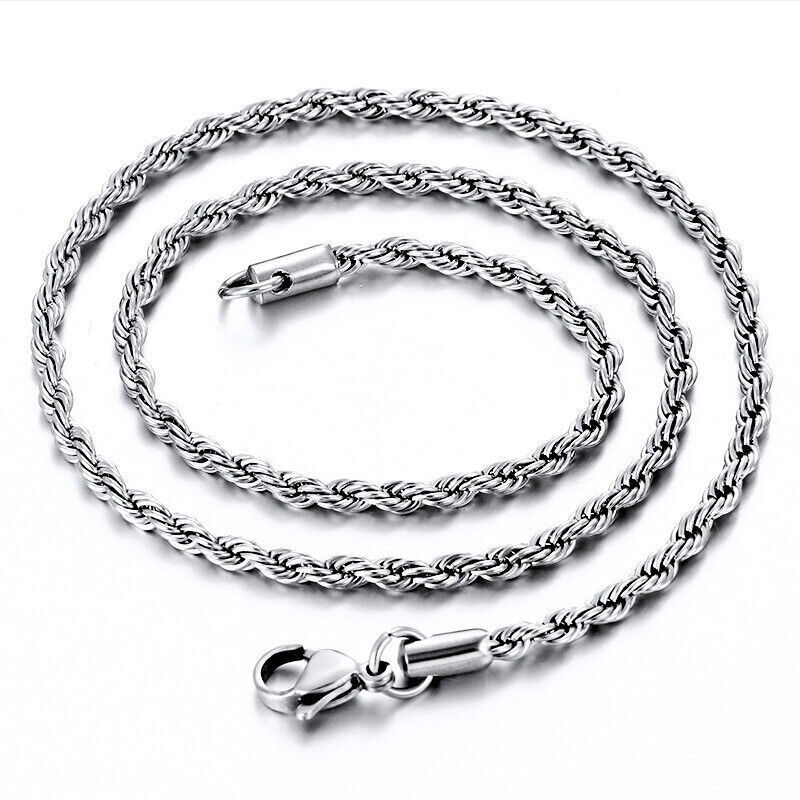 2/2.5/3/4/5/6/7mm 316L Stainless Steel Women Men Rope Chains Necklaces 18-32”