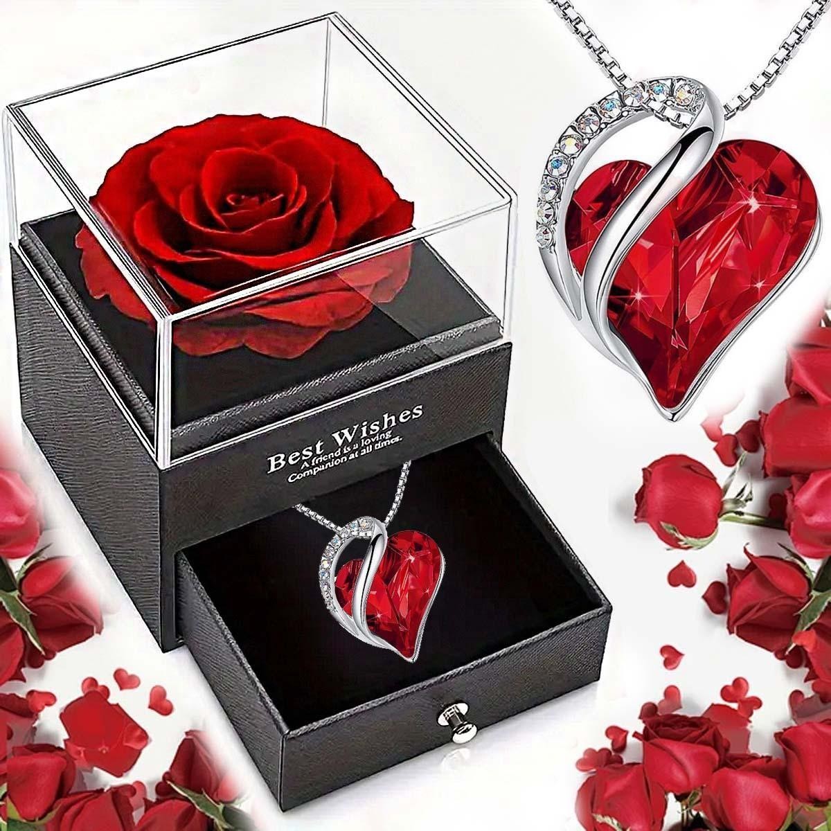 New Hot Selling Valentine’s Day Gift Ocean Heart Love Necklace with Eternal Rose