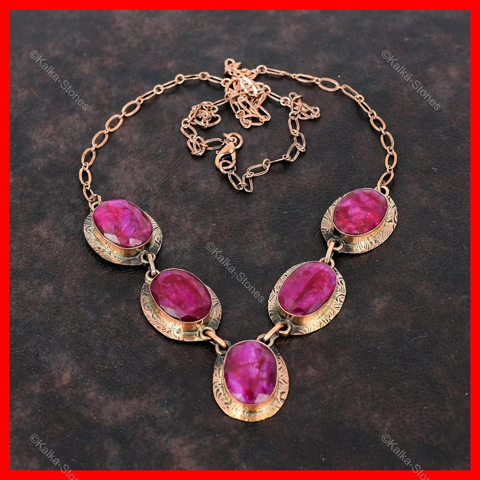 Copper Kashmir Rubi Gemstone Best Daughters Gift Birthday Anniversary Necklace