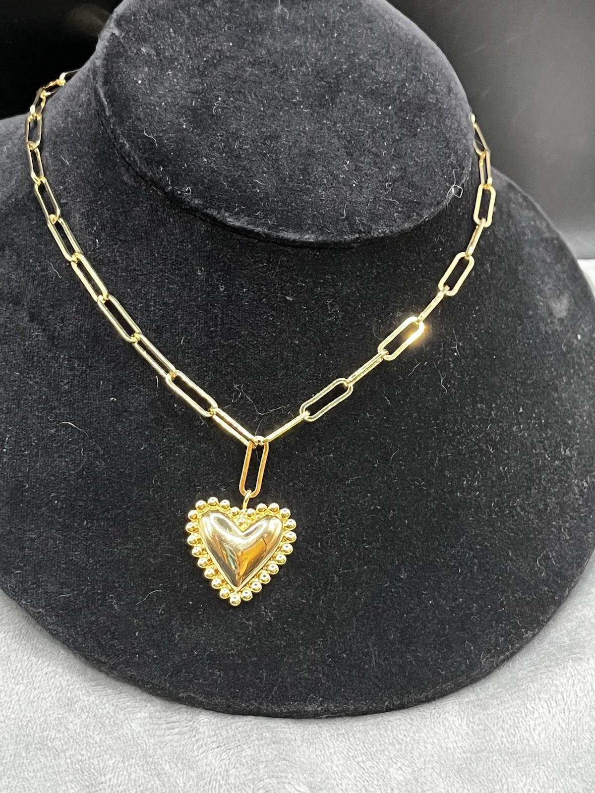 Modern stackable Michelle McDowell 18k Gold Plated Heart necklace 19” NWOT