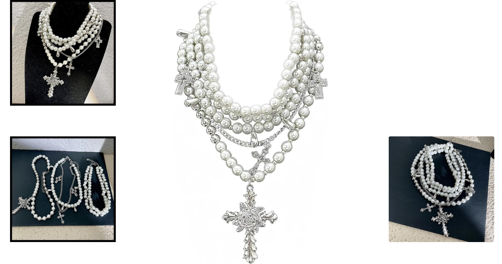 Fashion-Forward Gothic Pearl Necklace with Adjustable Length – For Individuality