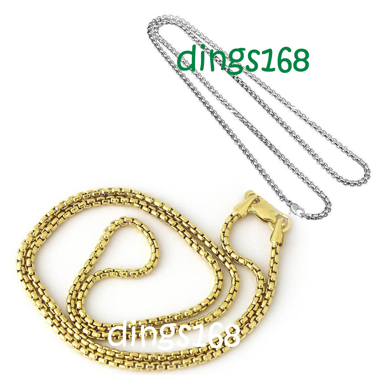 Men&Women’s Solid 18K Gold Filled 3mm wide Round Box Chain Necklace 20″~28″ H5K