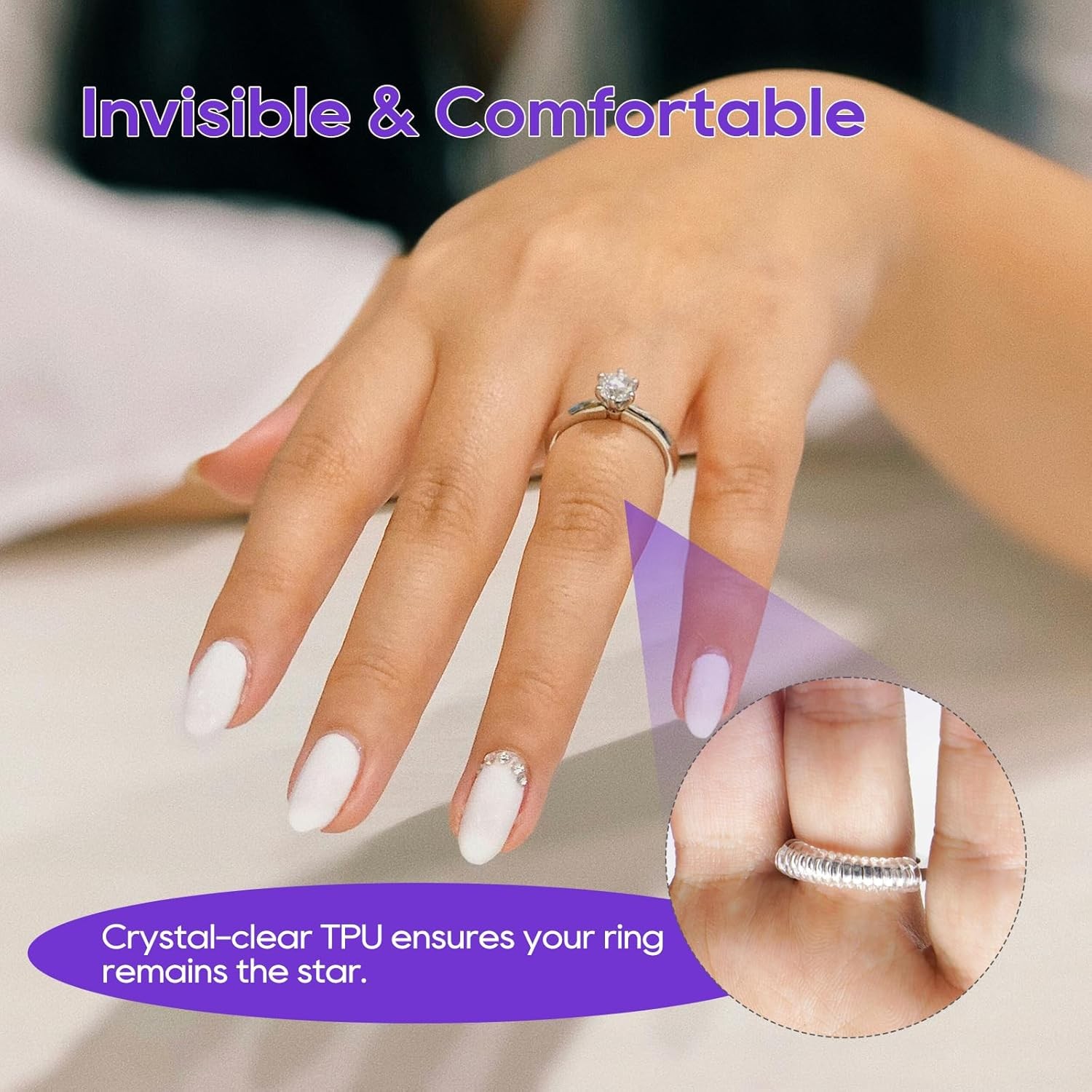 12-Pack Ring Sizer for Loose Rings, 4 Sizes Invisible Ring Size Adjuster, Spiral
