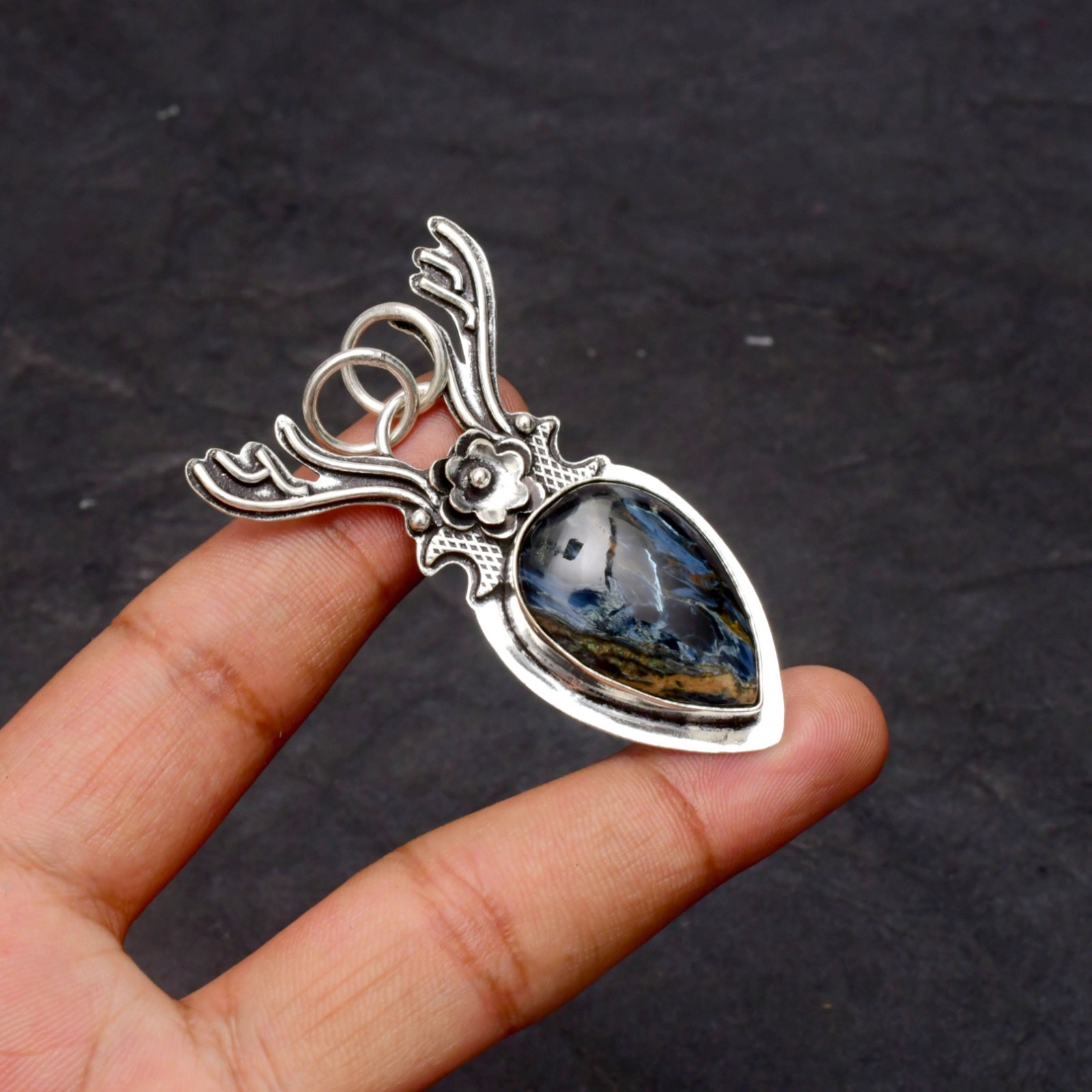 Pietersite Gemstone 925 Sterling Silver Jewelry Pendant 1-2″