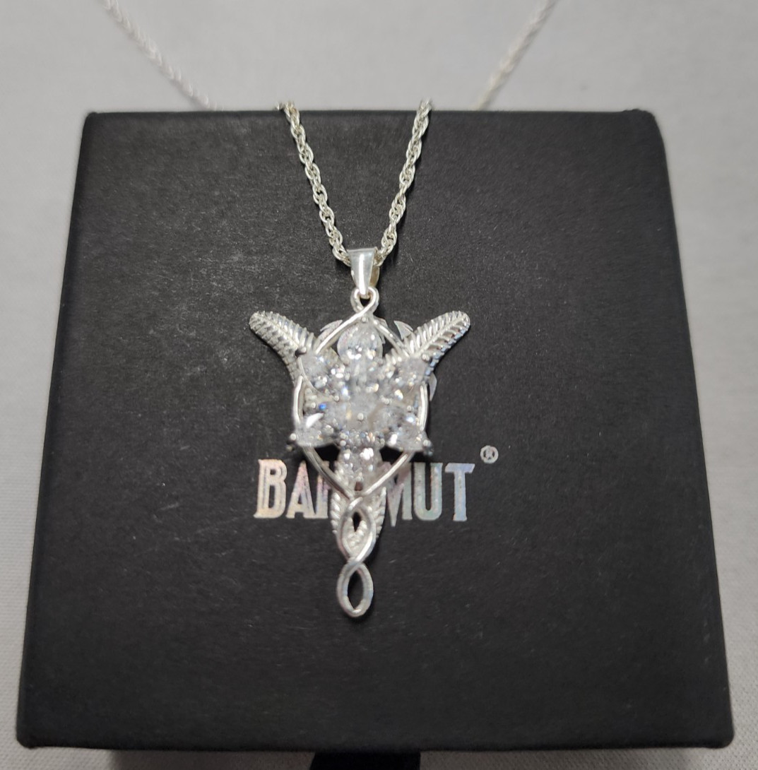 Bahamut Sterling Silver Arwen Evenstar Pendant 1.5″ Necklace 18″+2″