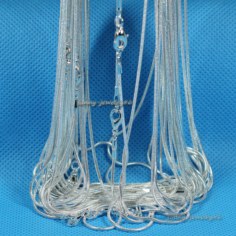 Wholesale 10pcs/20pcs Silver Plated 1.2mm Snake Chain Necklace 16″,18″,20″,24″