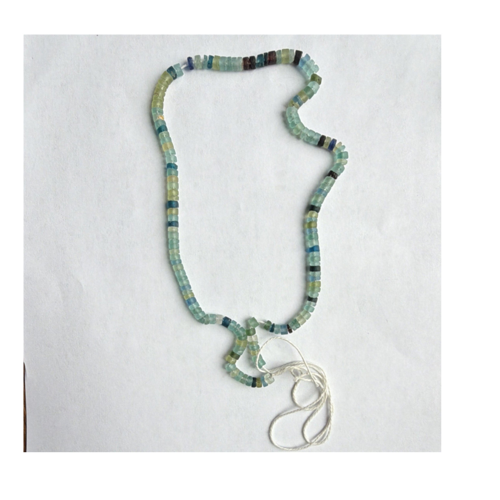Sage Goddess Roman Glass Beaded Necklace Strand, Multicolor Glass Beads
