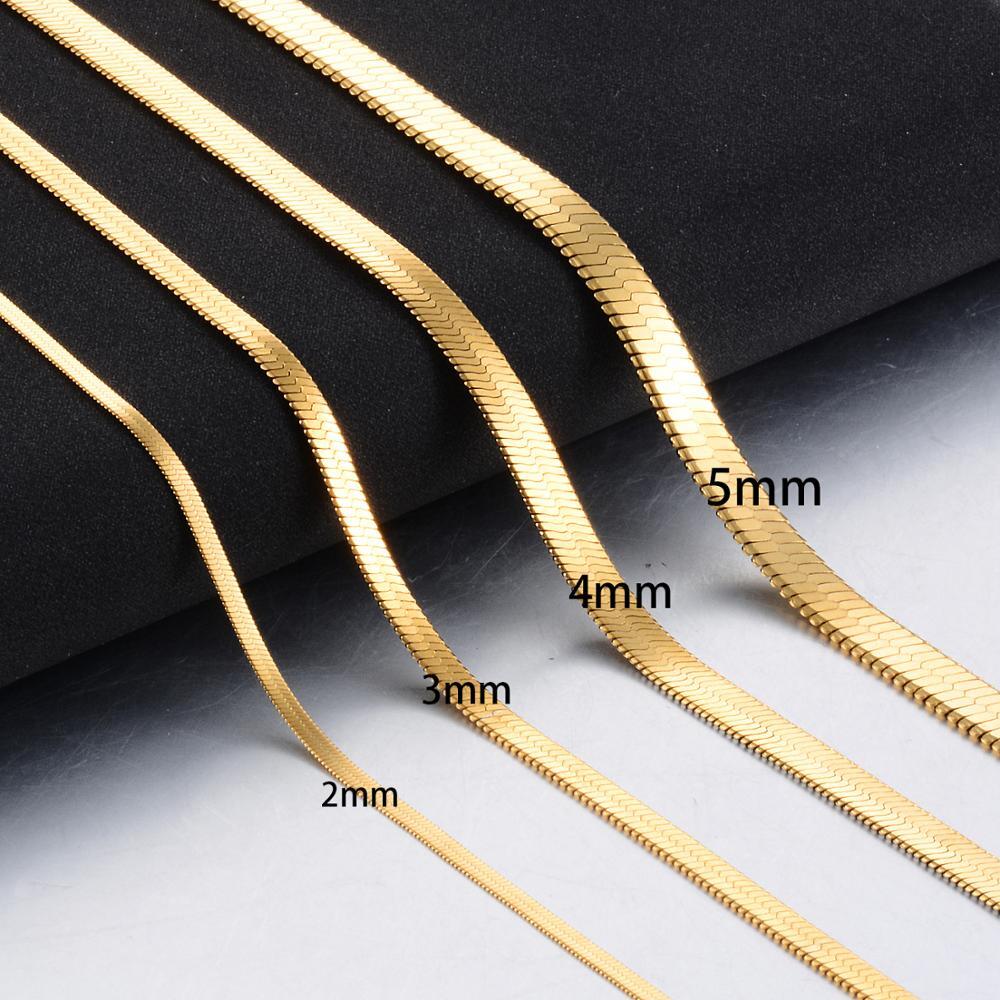18K Yellow Gold Filled Hypoallergenic 18inch 5mm Flat Herringbone Chain Necklace