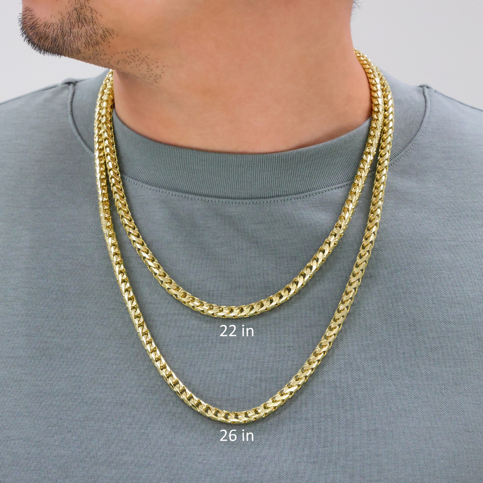 14K Yellow Gold Solid Franco 6mm Diamond Cut Spiga Wheat Chain Mens Necklace 26″