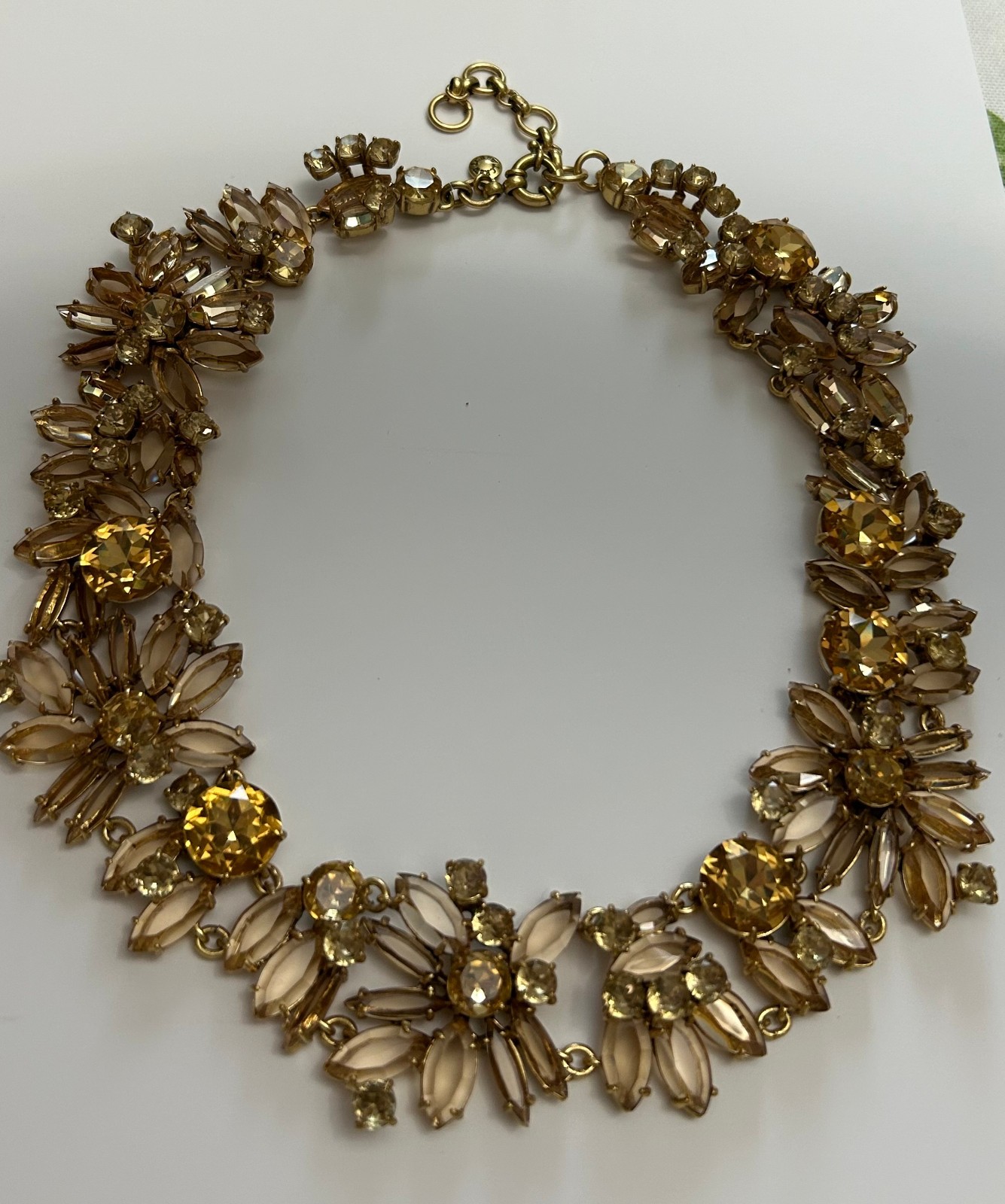 J.Crew Crystal Cluster Citrine Statement Necklace Gold Plated