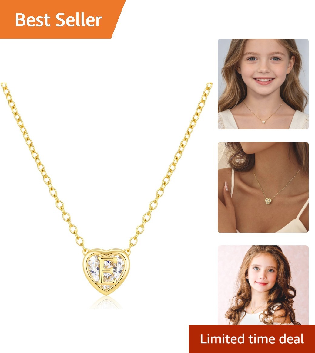 Elegant A-Z Heart Initial Necklace with Cubic Zirconia – Gift-Ready Jewelry