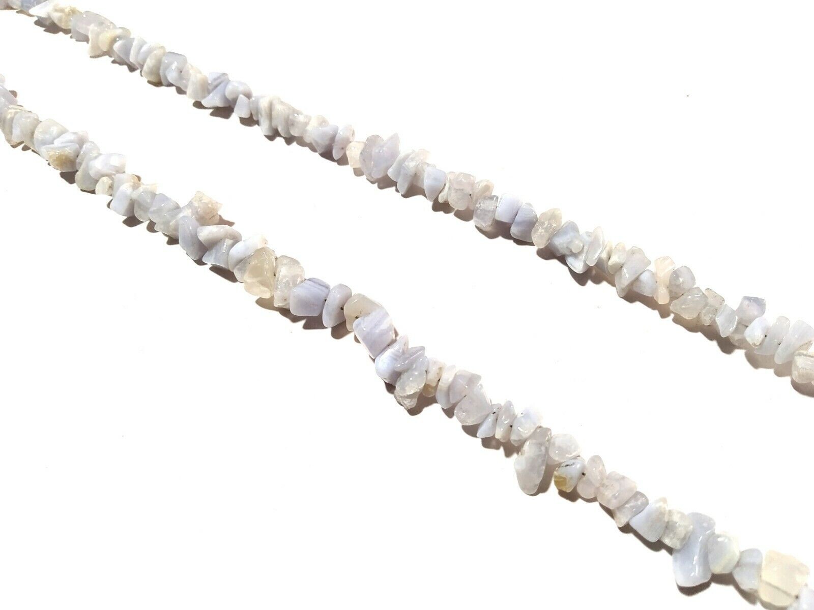 Natural Blue Lace Agate Chip 4-6mm Gemstones Beads 18″ Necklace With Gold Claps