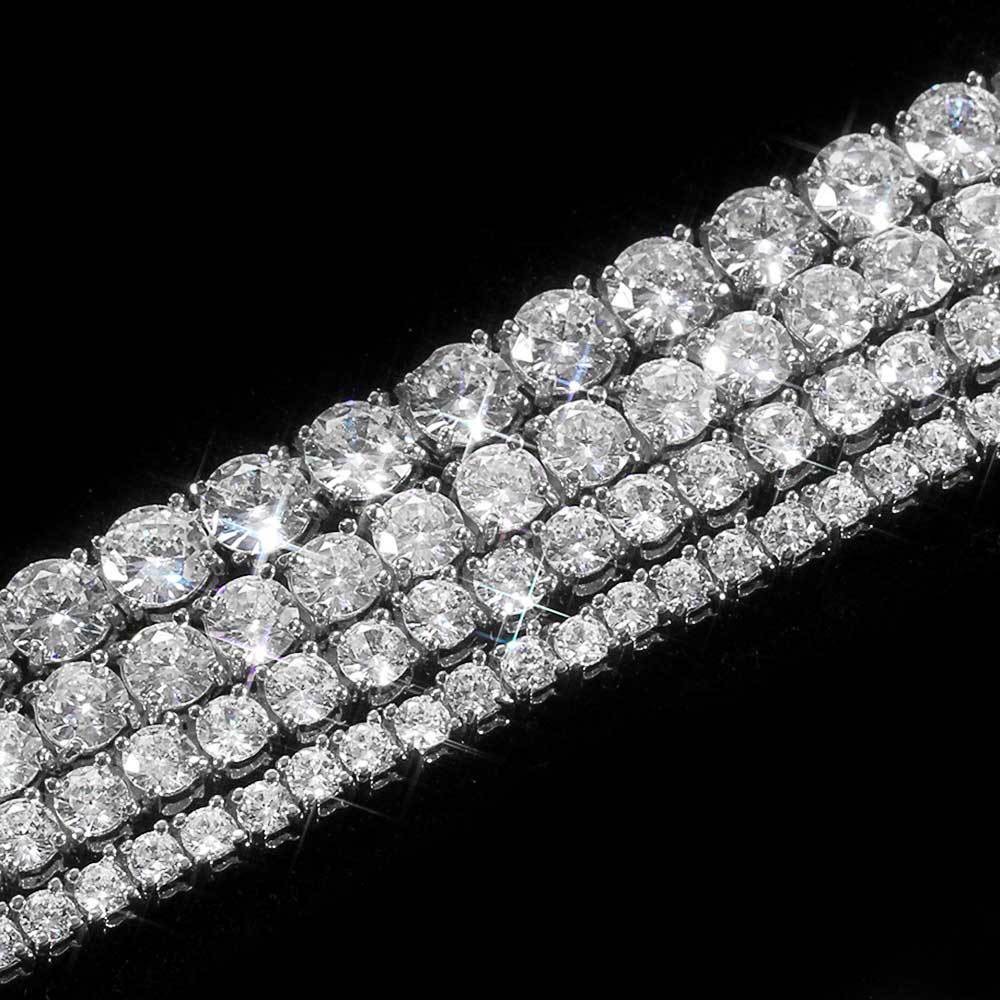 Hip Hop Tennis Chain Necklace 18K Real Gold Plated Full 5A Zircon Spring Clasp