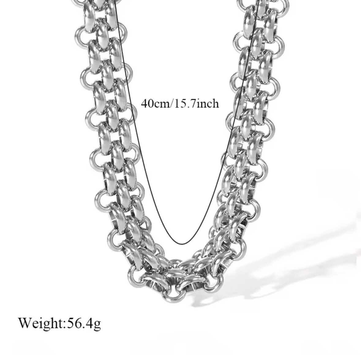 Fashion Jewelry Thick Stainless Steel Silver Link Pendant Necklace 606