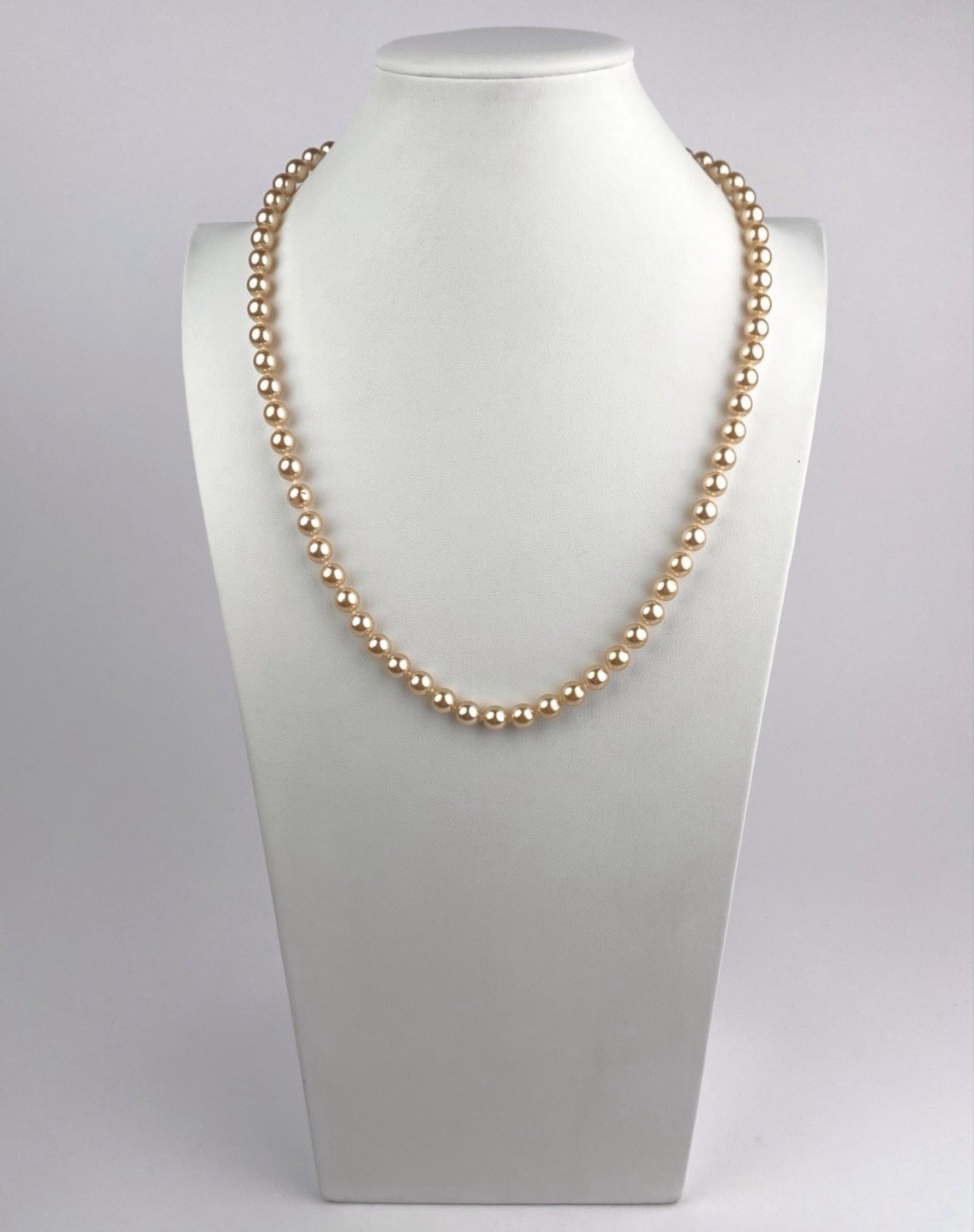 Nolan Miller Vintage Champagne Faux Pearl Necklace Set of 2 Gold Tone Signed