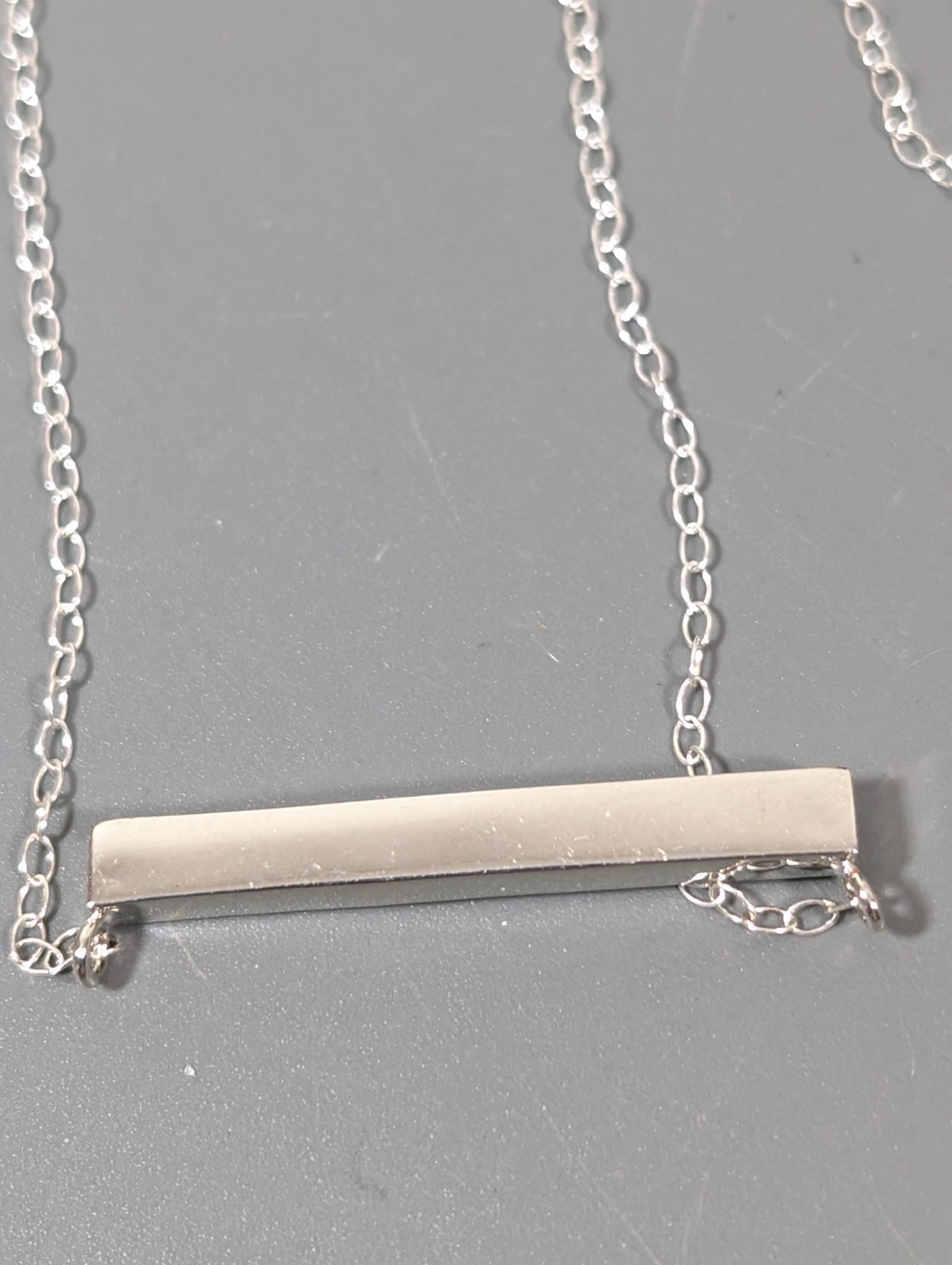 Beachy Boho Coastal Chic Faux Turquoise Bar Chain Necklace Silver Tone 18 in