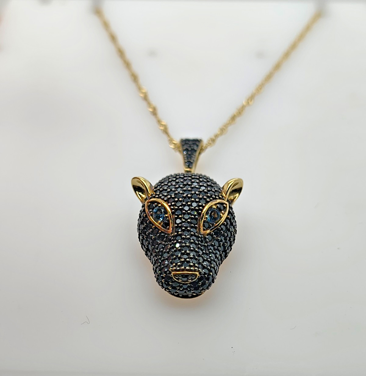 Sterling Silver Black Spinel Panther Necklace for Women