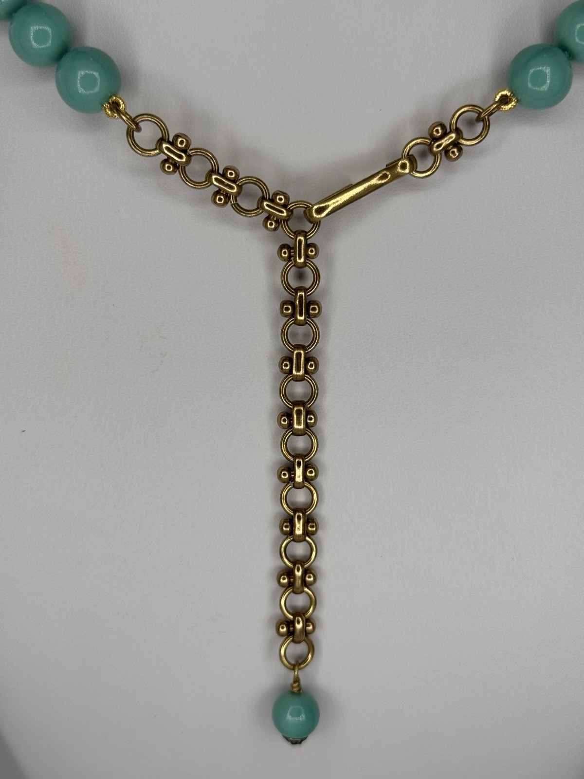 Signed Heidi Daus Turquoise Bead Necklace with Pavé Swarovski Crystal Elephant