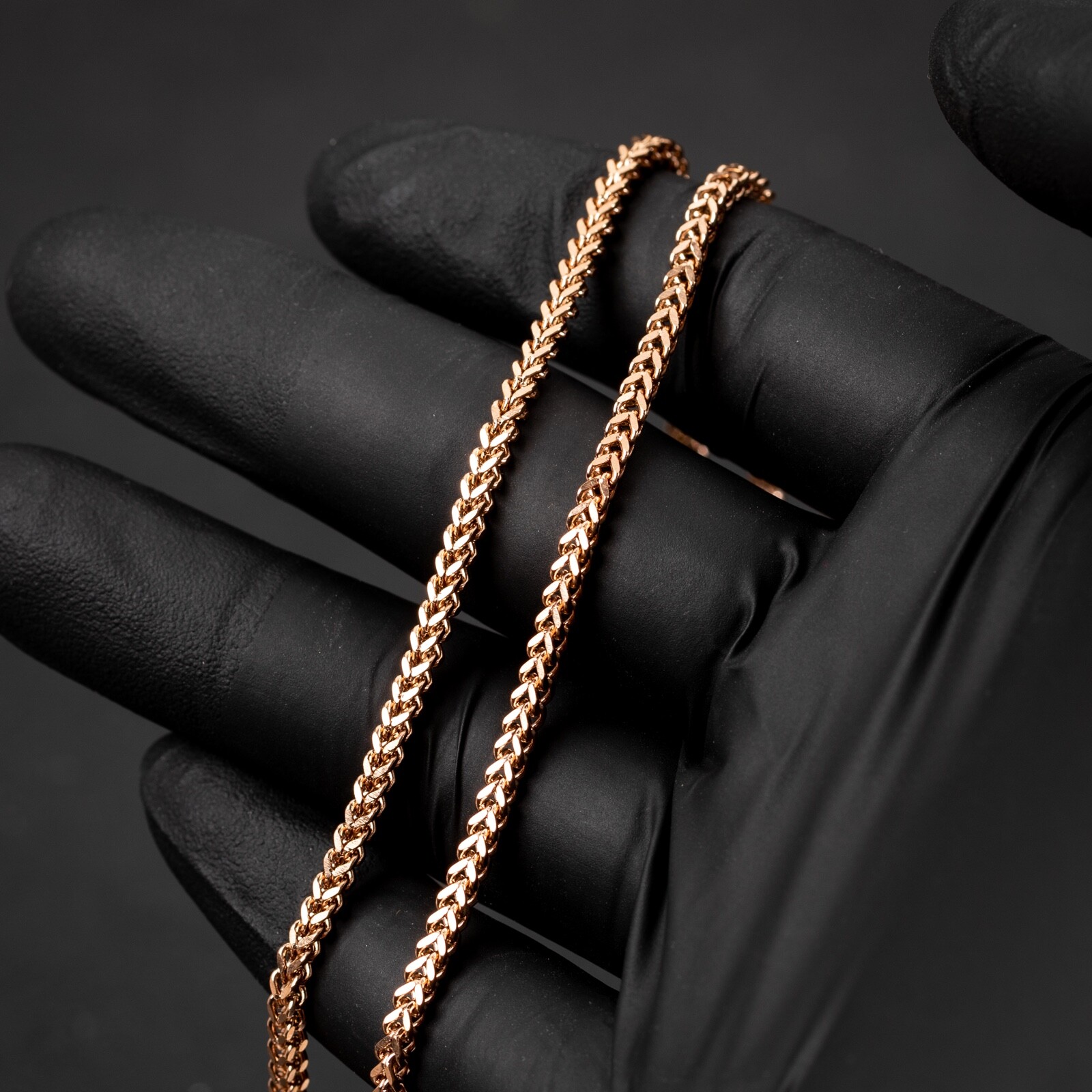 Solid Rose Gold Plated Heavy 316 Stainless Steel 2.5MM Franco Chain Necklace