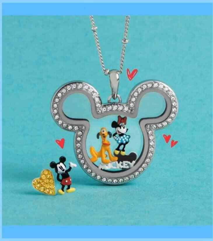 Origami Owl Disney® MICKEY MOUSE SILVER LIVING LOCKET Set W/ SWAROVSKI CRYSTALS