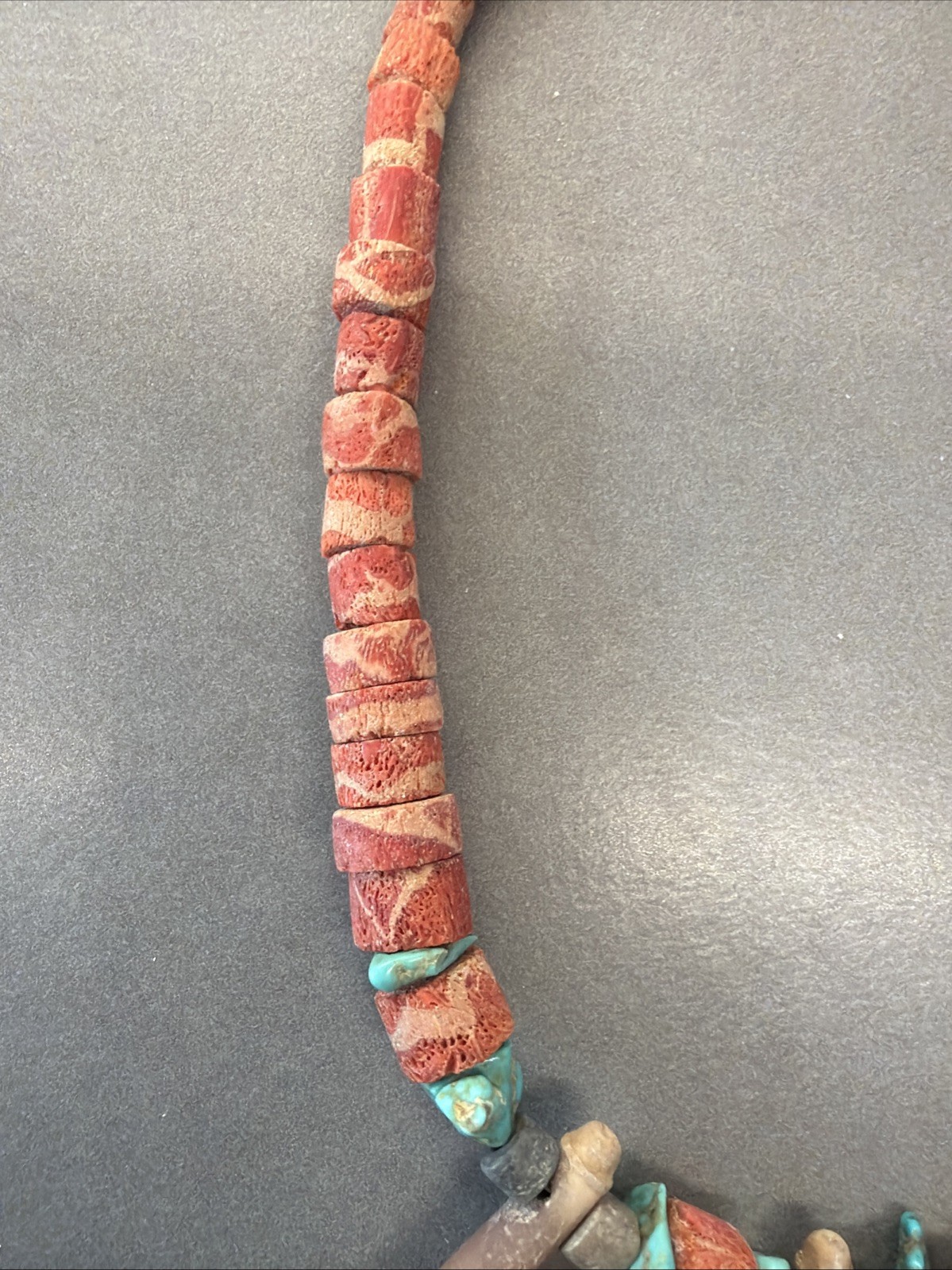 Jw1 Lava Rock, Turquoise, & Wood Beaded Necklace D133