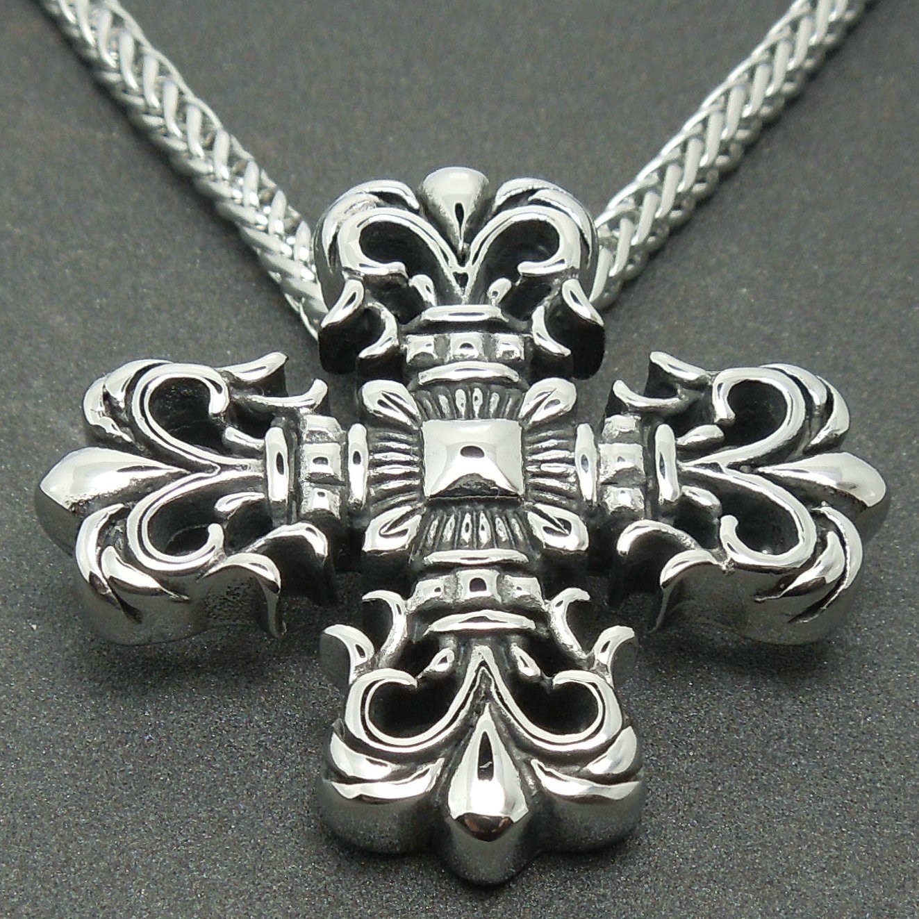 Gothic Rocker Biker Heavy Cross Stainless Steel Pendant Necklace Chain US Seller