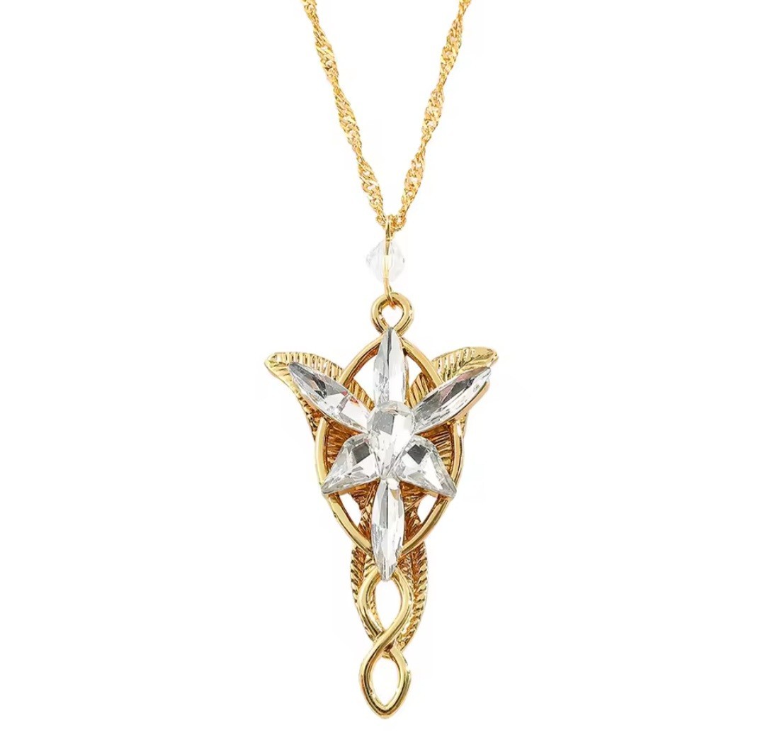 Arwen Evenstar Gold Necklace Aragorn Elven LOTR Lord of the Rings