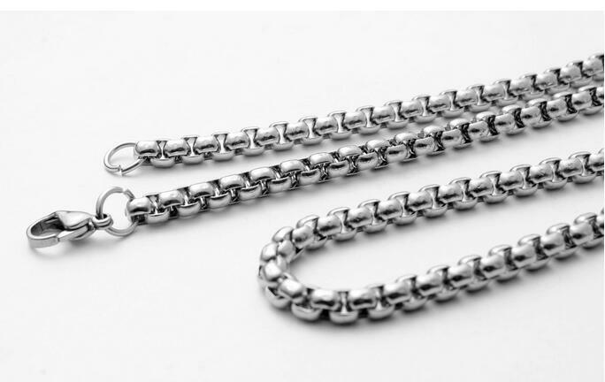 2/3/4/5/MM Men’s Chain Stainless Steel Round Box Link Necklace 20-32 inch hot yc