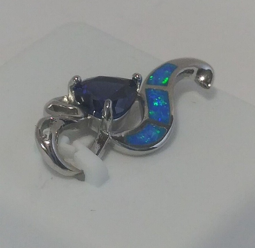 925 STERLING SILVER Rhodium plated MODERN HEART Pendant Cz cubic zircona