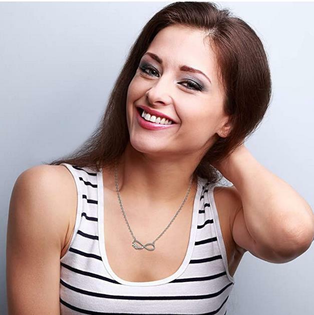 2Pcs Stainless Infinity Love Pendant Necklace Bracelet Set Mother Birthday Gift