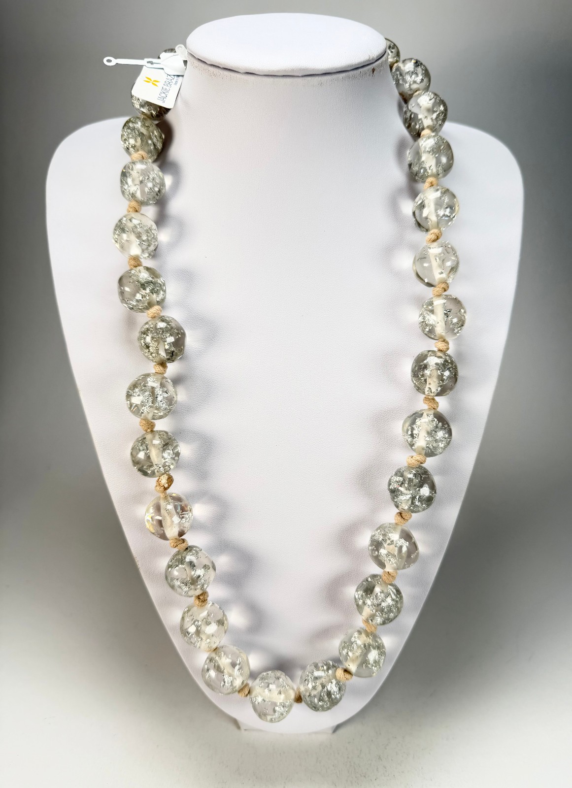 Jackie Brazil “Lola” Silver Flakes Medium Spheres 70cm Resin Necklace ( N2695 )