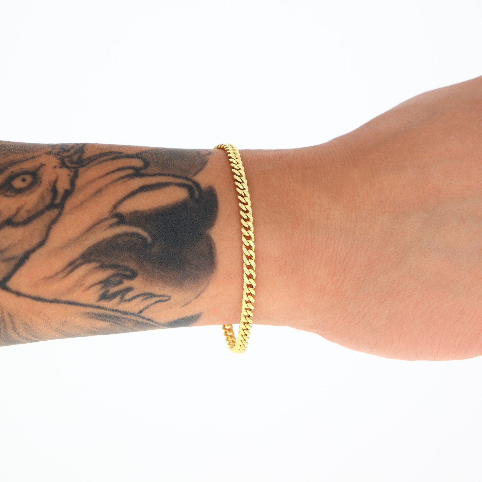 10K Yellow Gold 4mm Miami Cuban Link Chain Bracelet Men Women 7″ 7.5″ 8″ 8.5″ 9″