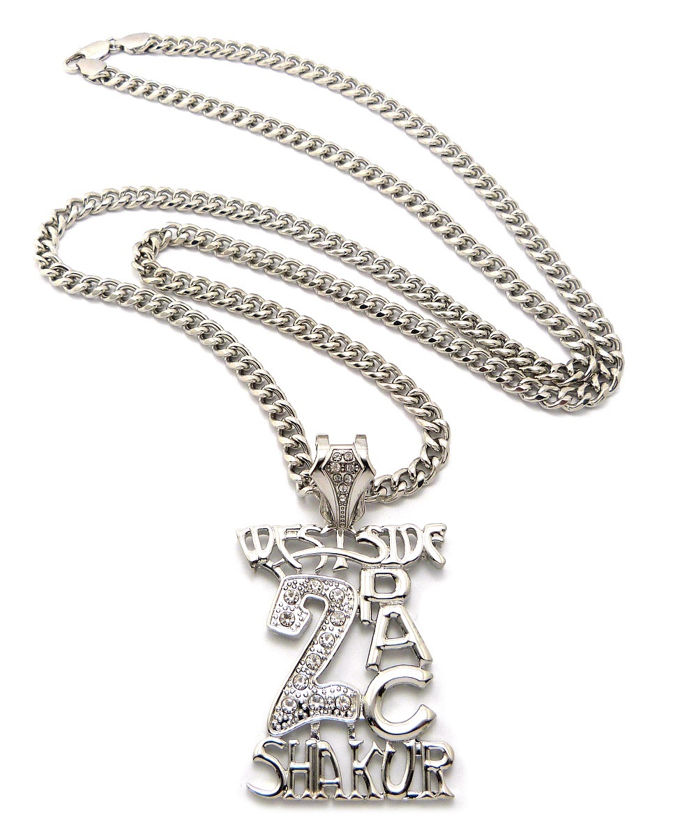 NEW WESTSIDE 2PAC SHAKUR PENDANT 6mm36″ CUBAN CHAIN HIP HOP NECKLACE OP39