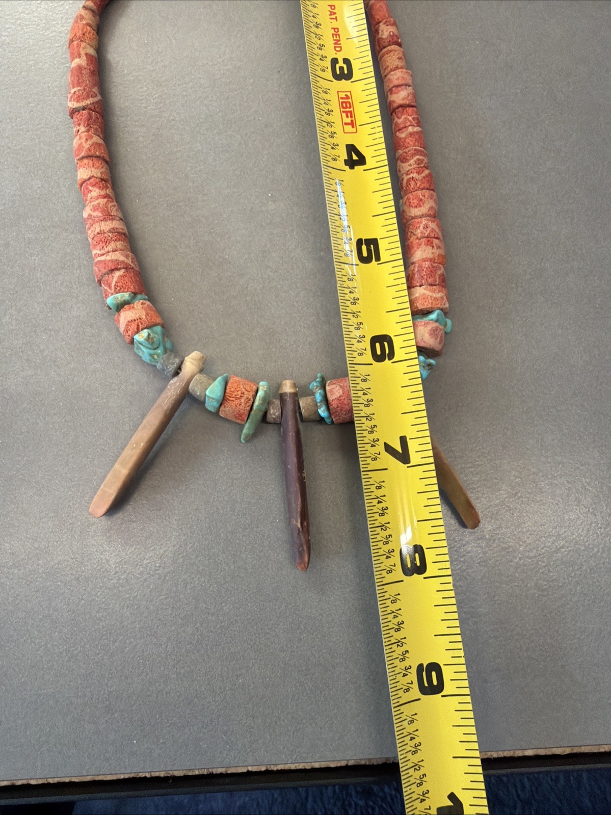 Jw1 Lava Rock, Turquoise, & Wood Beaded Necklace D133