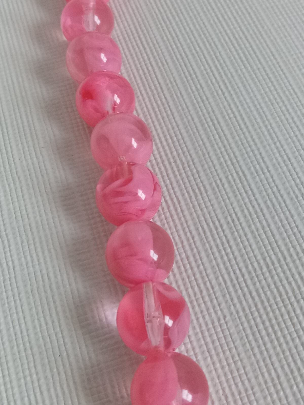 Transparent Bubblegum Pink Round Acrylic Beaded Single Strand Statement Necklace