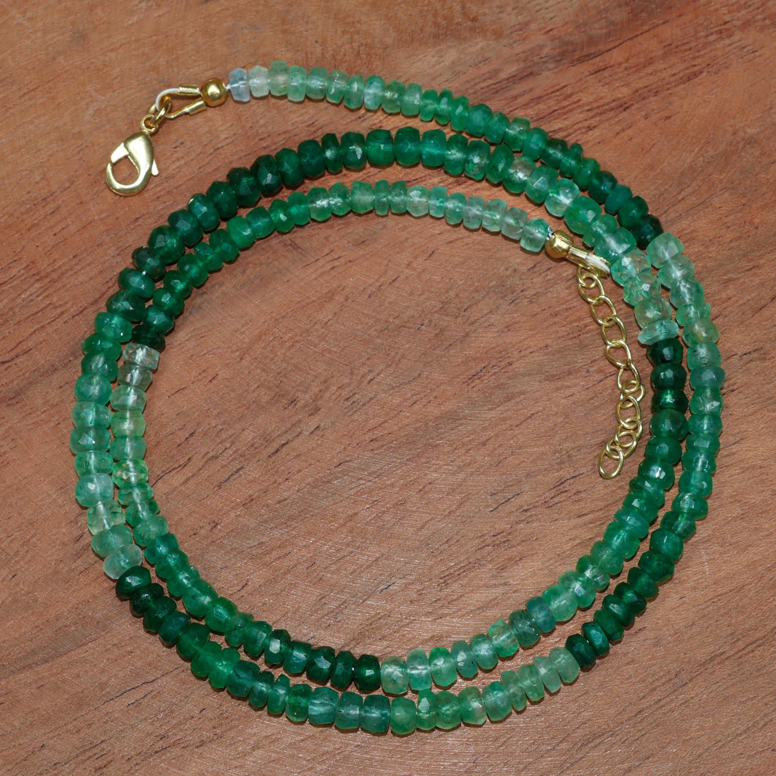 Faceted Emerald Gemstone Beads Necklace, Emerald Beaded Necklace, Gift for her