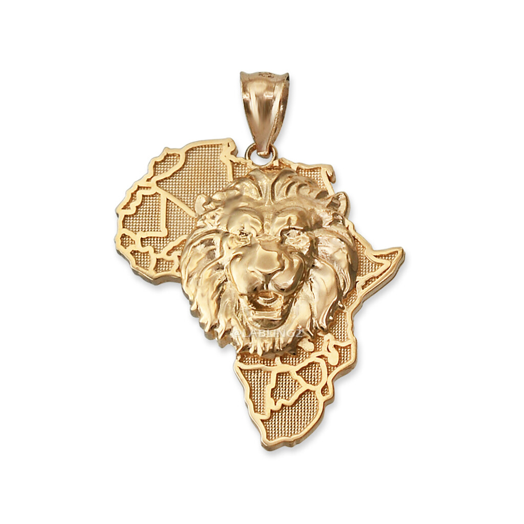 Africa Lion Gold Pendant Necklace