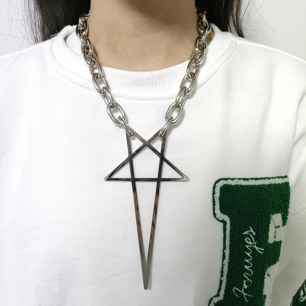 Punk Hip Hop Trend Chain Choker Y2K Fashion Unisex Adult Gothic Star Charms Pend