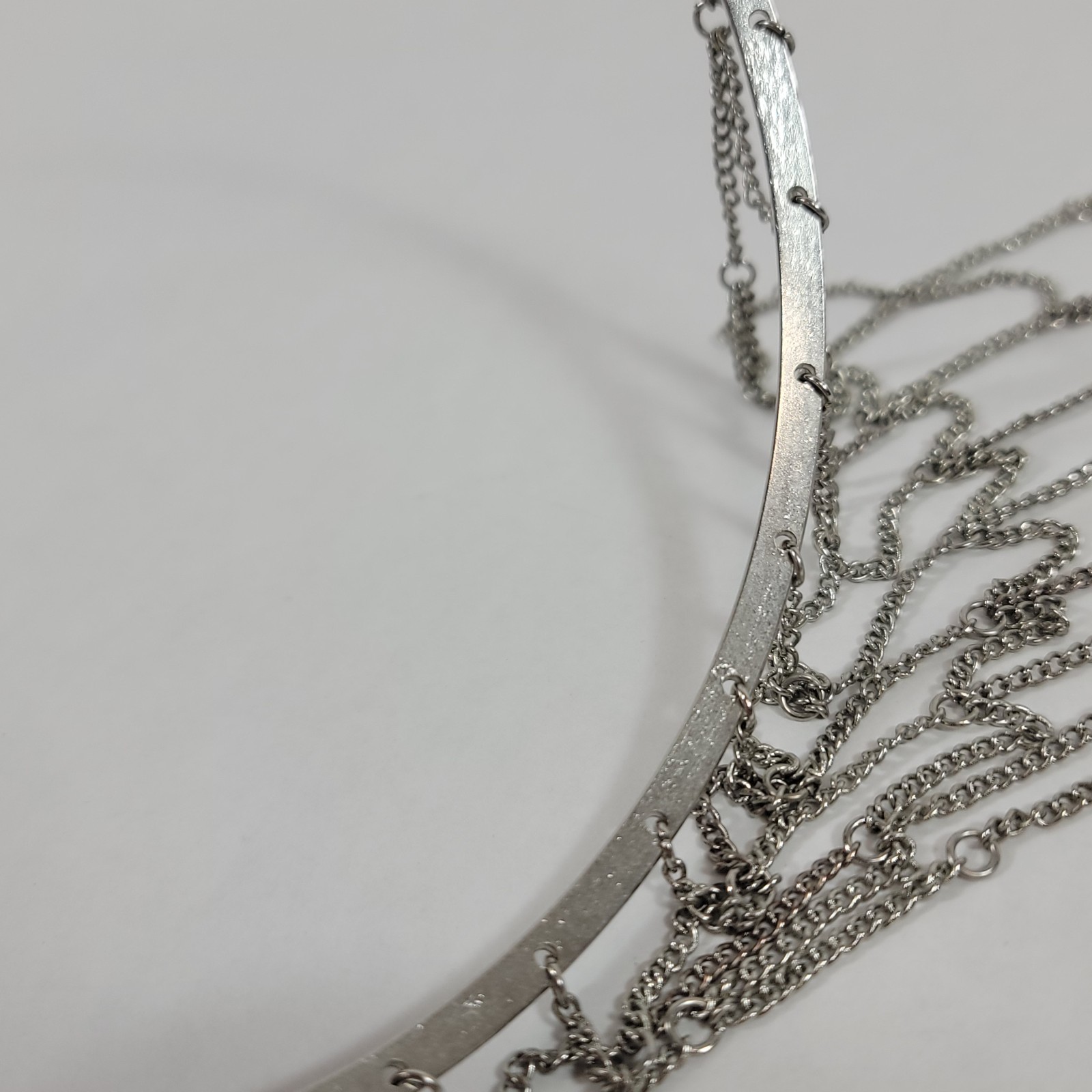Unique Hoop Collar Chainmail Chainlink Style Silver Tone Metal Necklace Choker