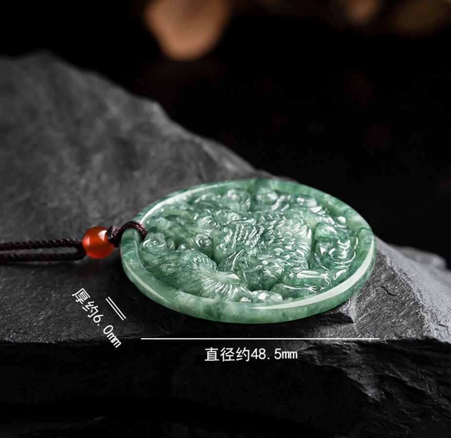 Certified Natural Green Burma Grade A Jade jadeite Carved Kirin Pendant Necklace