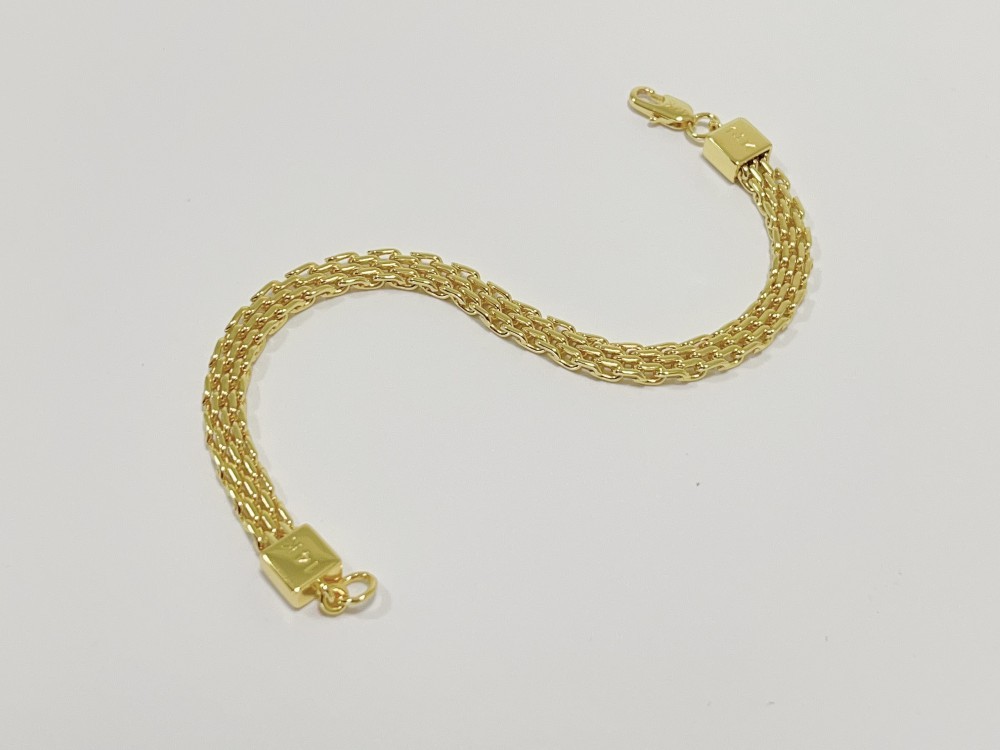 Real 14K Yellow Gold Multiple Layer Bracelet Chain Solid Link Jewelry Gift 6mm