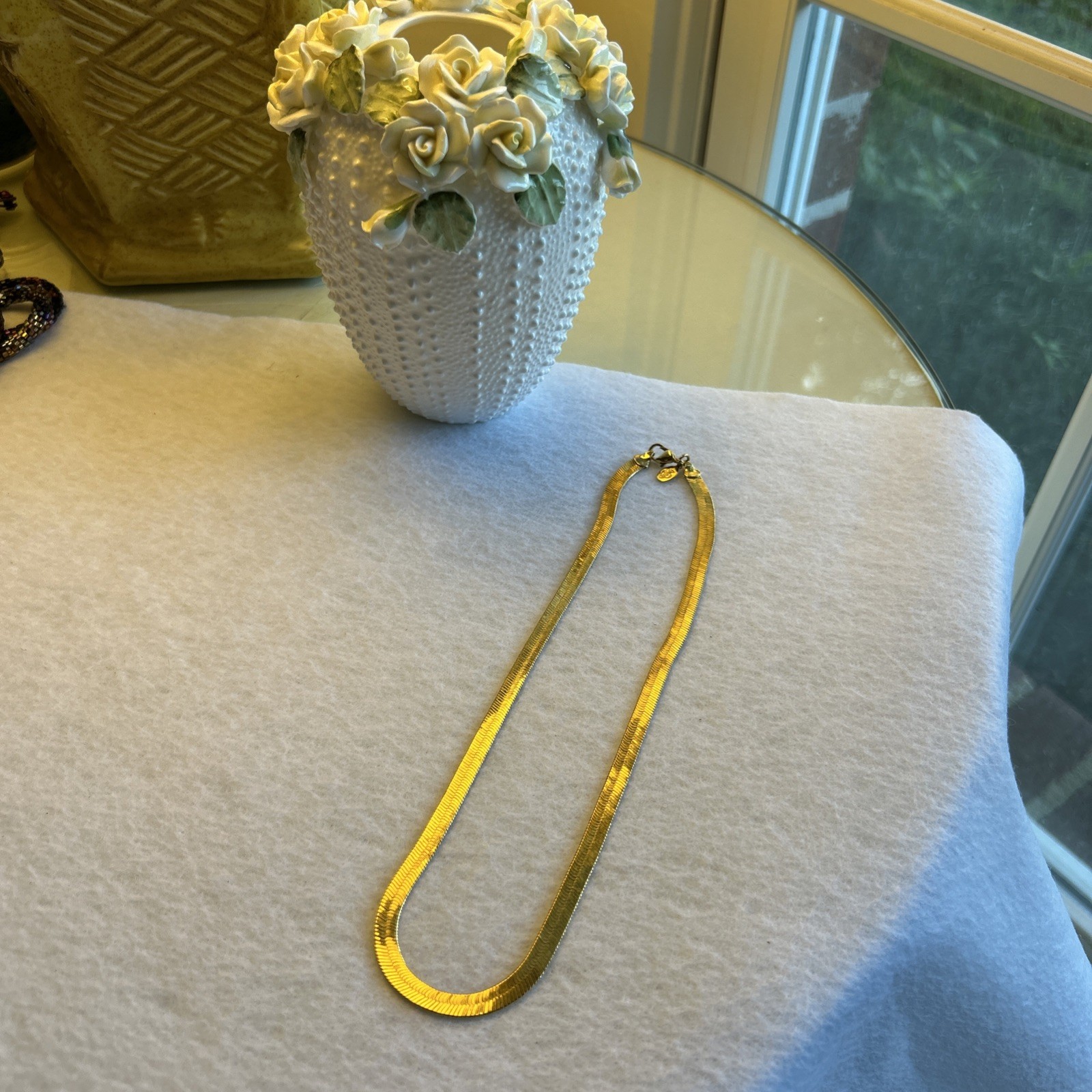 Gold Filled Premier Designs Herringbone Necklace Gold Tone 17″