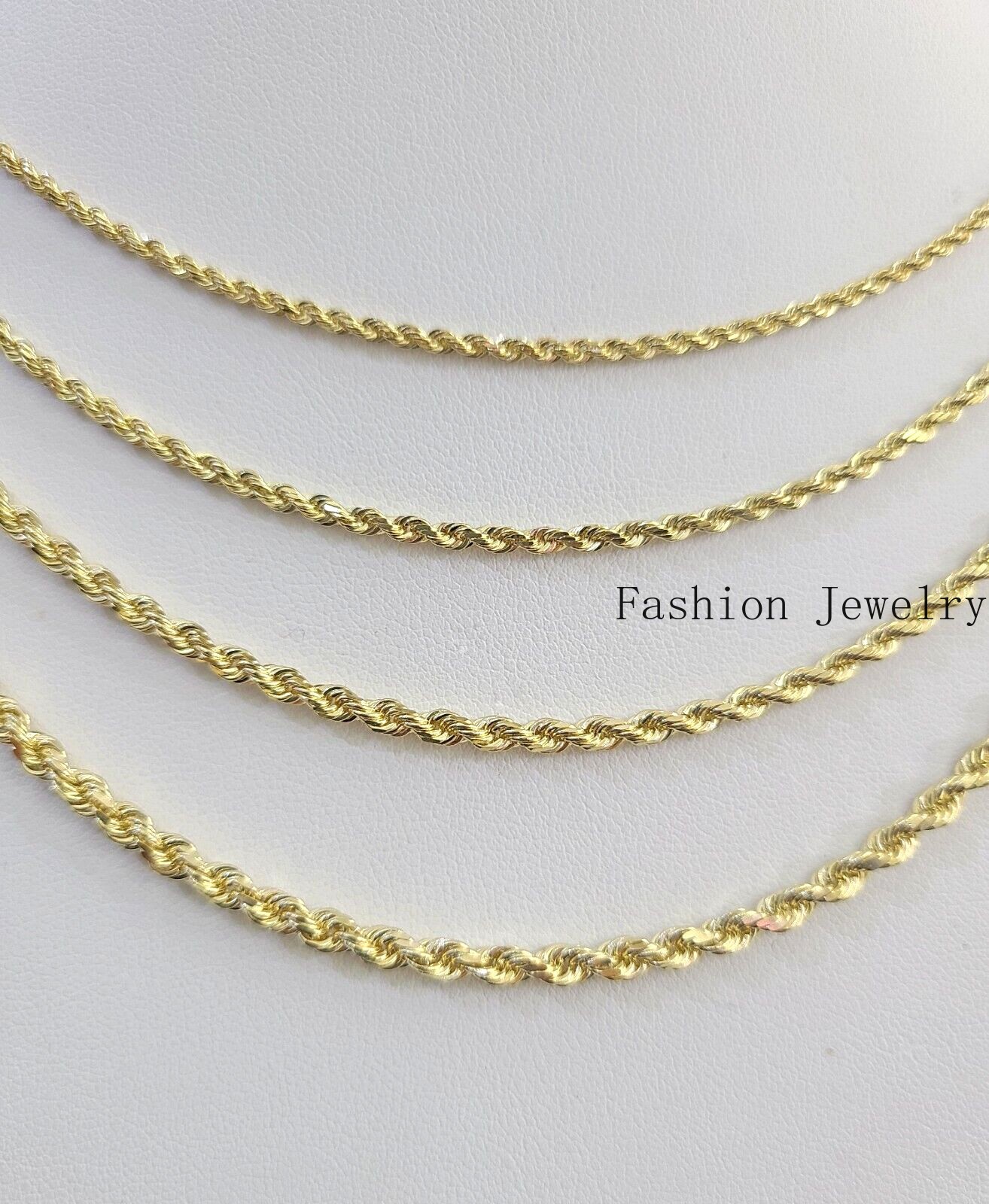 Real 14k Gold Rope Chain Necklace 2mm 2.5mm 3mm 4mm Yellow 14kt Men Women
