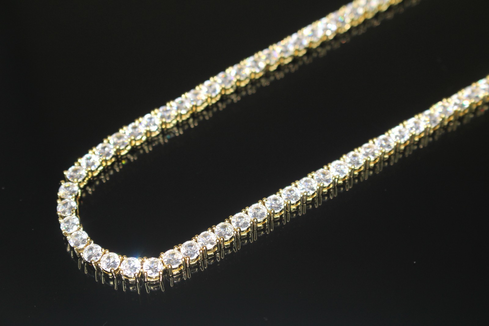 14k STAMPED 4mm Tennis Chain Necklace 70ct Lab Sim VVS1 Diamonds Heavy 54g+ GOLD