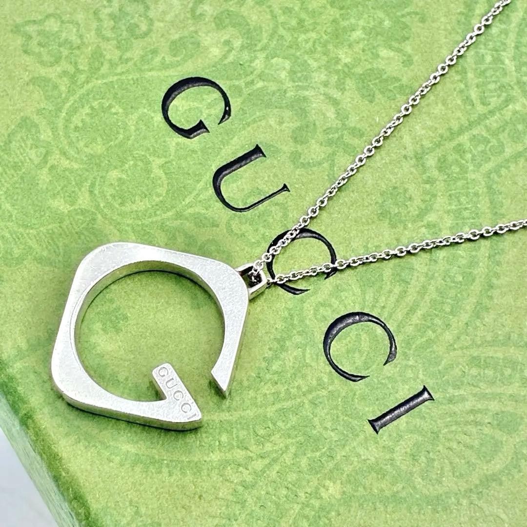 Excellent Gucci G Logo Plate Necklace, Silver 925, Aftermarket Chain