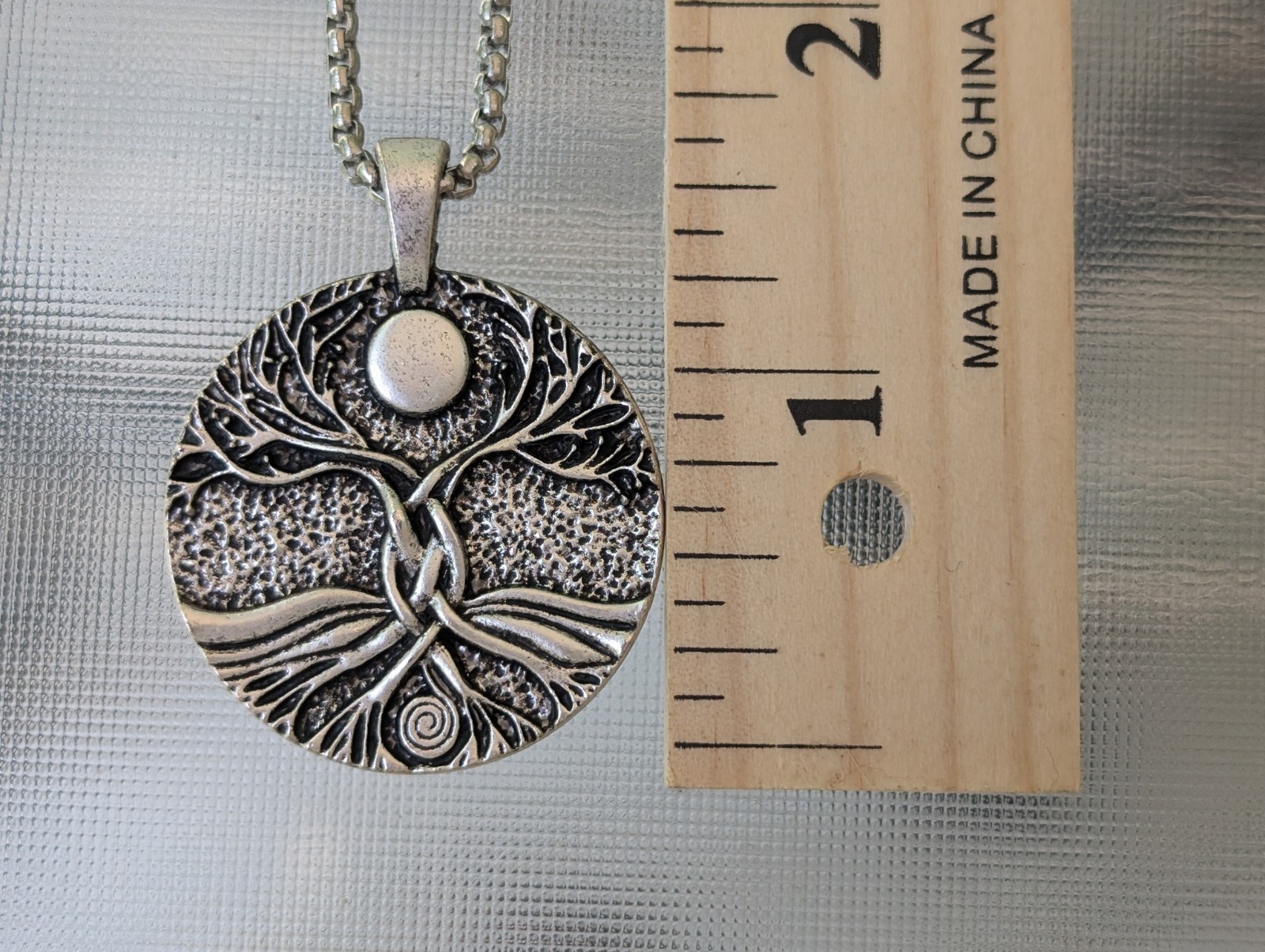 Tree Moon Celtic Knot Style Pendant 1″ Necklace 20″ X32
