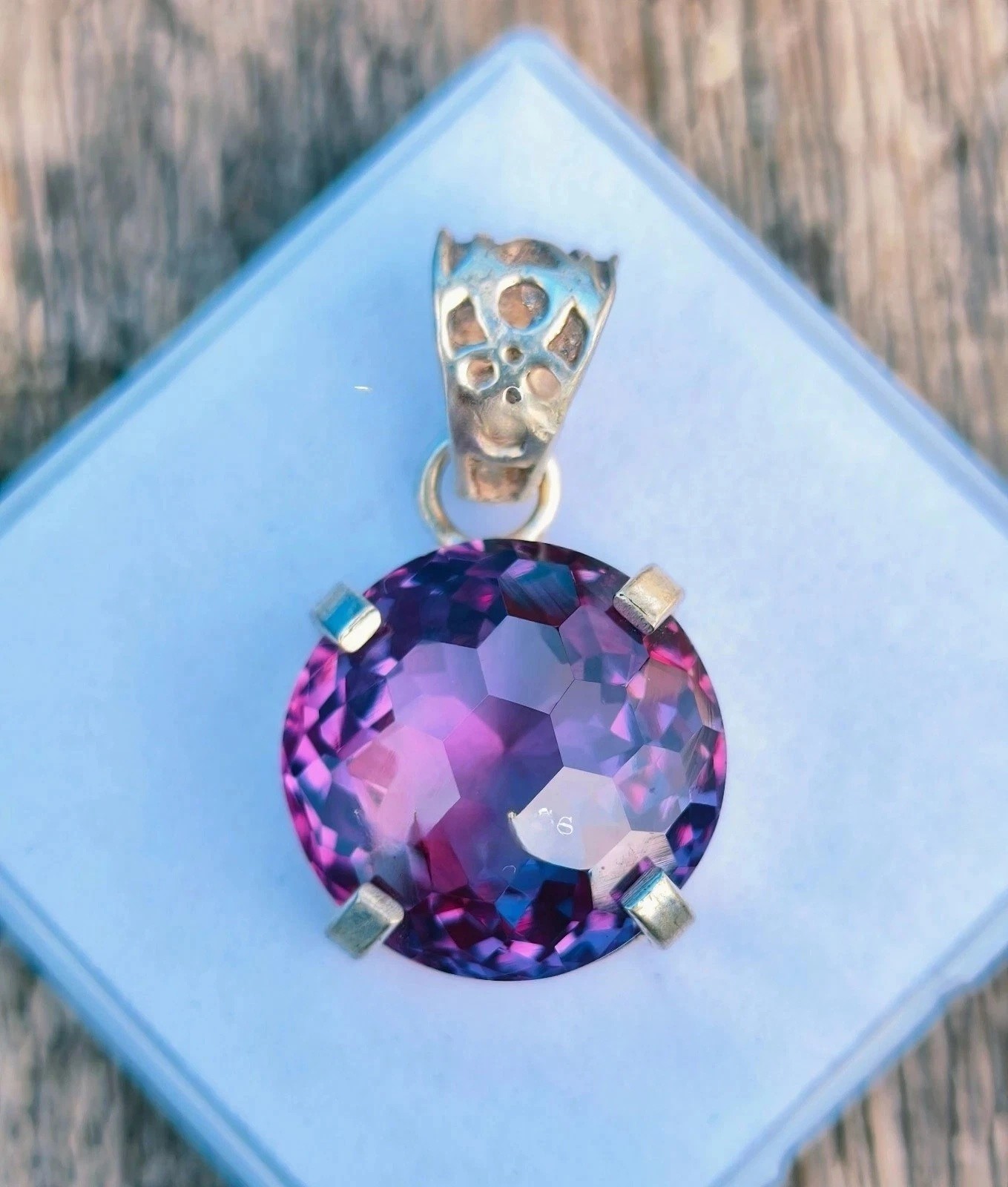 32.25 Ct Natural Color Changing Alexandrite Pendant Gemston,925 Sterling Silver