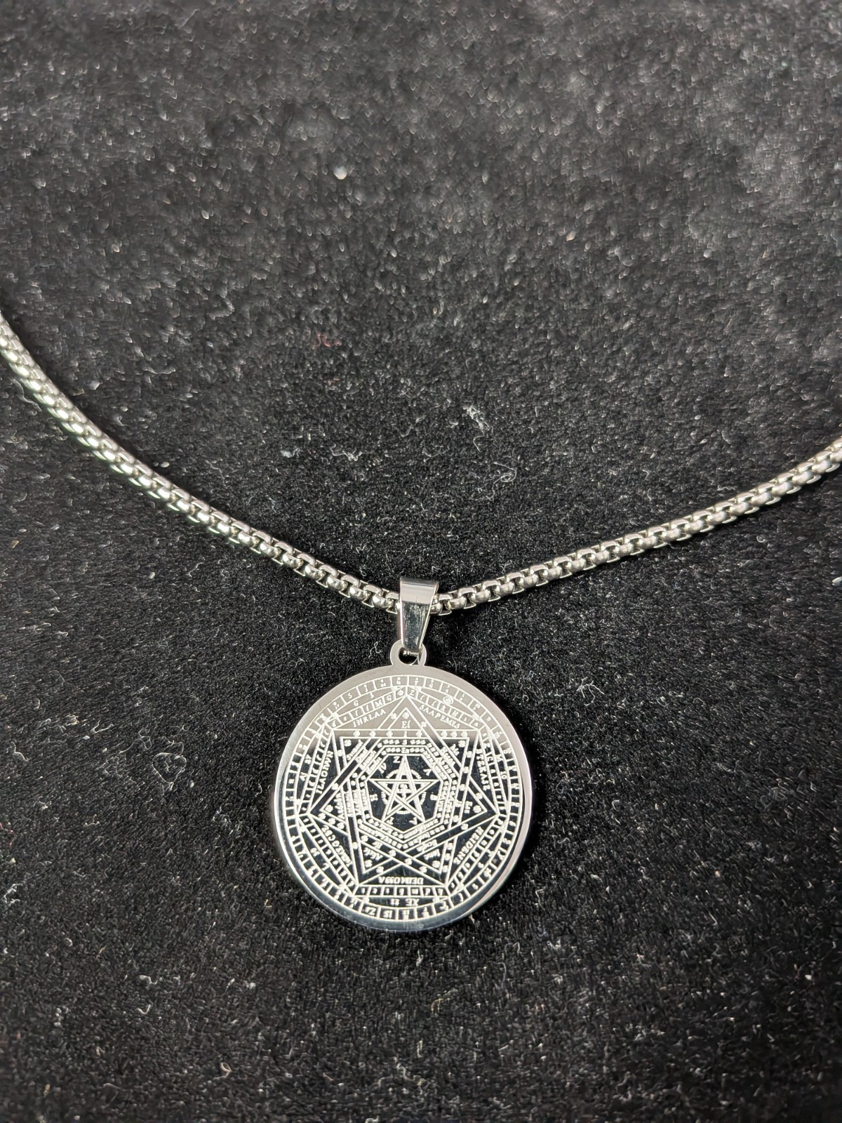 Sigillum Dei Aemeth, Seal of the Truth of God, Pendant, Engraved Stainless Steel